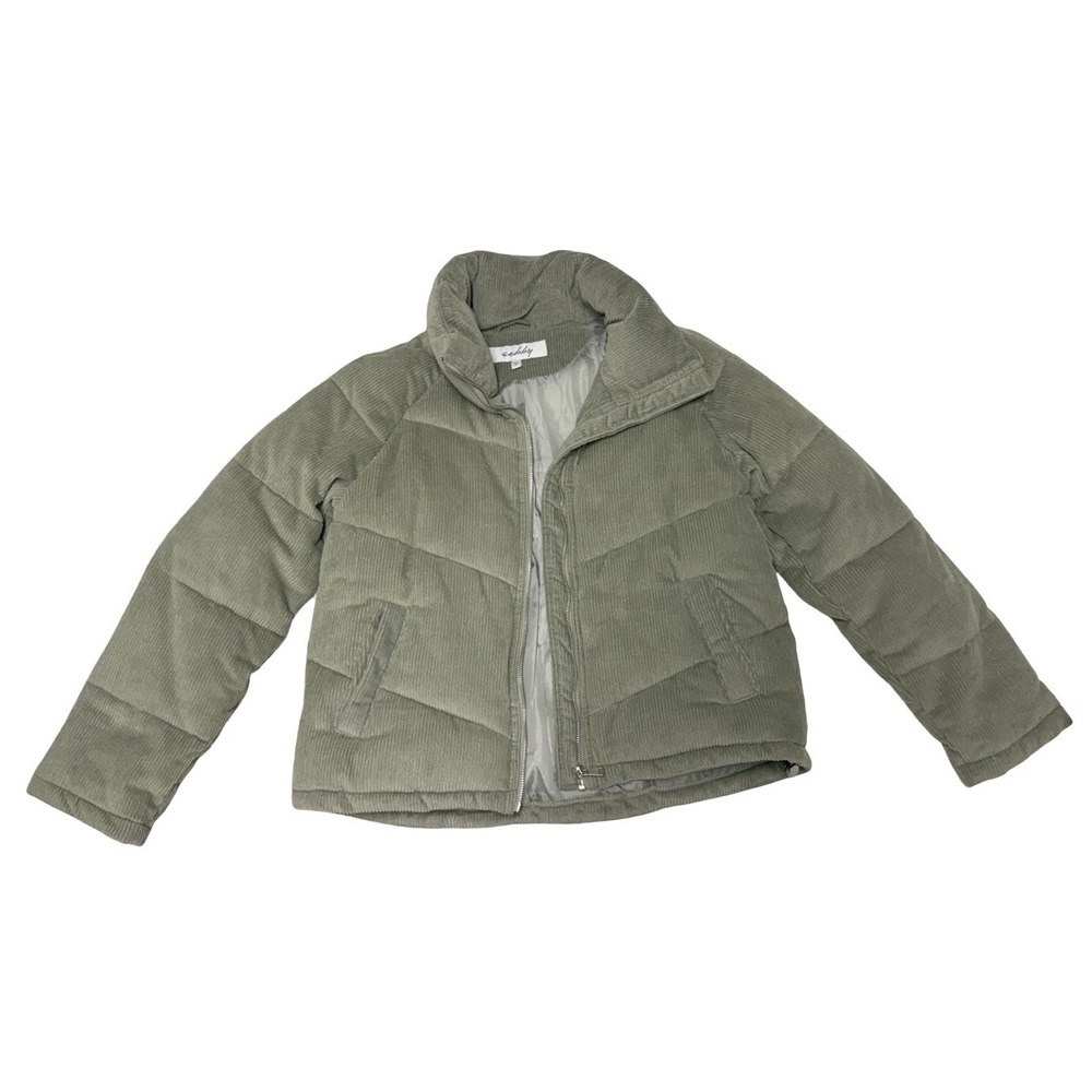 Sebby Sage Green Quilted Collared Puffer Jacket Women's Size M Short Zip-Up NWOT